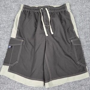 US‎ Apparel Mens Cargo Swim Trunks Black Grey Board Shorts Size M 26828